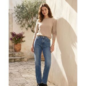 Agolde Kelly High Rise Relaxed Straight Jeans Size 24 Button Fly Revolve Classic